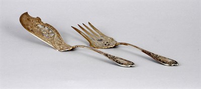 Lot 4076 - German Silver Two-Piece Fish Serving Set Total...