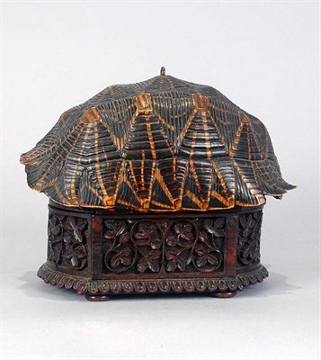 Lot 4083 - Carved Wood Box with Shell Decoration Height 6...
