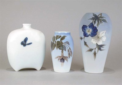 Lot 4084 - Three Royal Copenhagen Porcelain Vases Height...