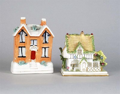 Lot 4088 - Staffordshire Pottery House-Form Bank;...