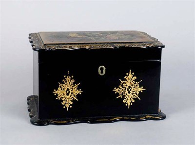 Lot 4099 - English Papier Mache Tea Caddy Height 4 1/2...