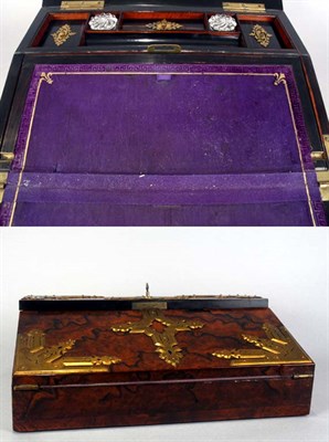 Lot 4113 - Victorian Brass Mounted Burl-Wood Lap Desk...