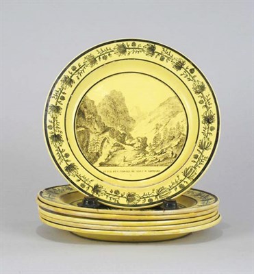 Lot 4122 - Six French Yellow Faience Plates Diameter 8...