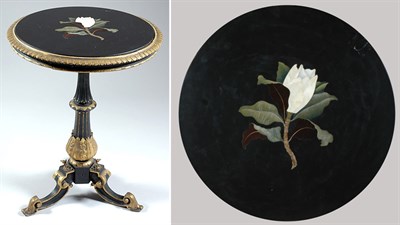 Lot 2493 - Pietra Dura and Gilt-Wood Pedestal Table The...