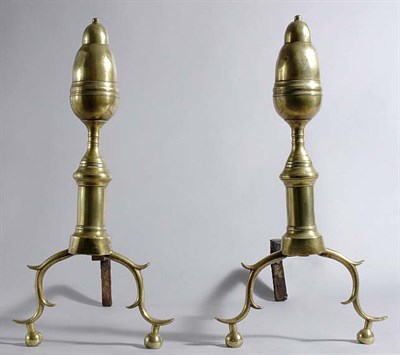 Lot 2158 - Pair of Brass Andirons Early 19th century Each...