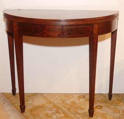 Lot 3265 - George III Inlaid Mahogany Demilune Card Table...