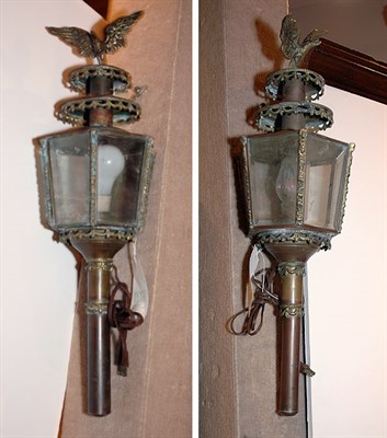 Lot 3250 - Pair of Brass Coach Lanterns