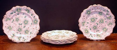 Lot 421 - Set of Six English Porcelain Dessert Plates...