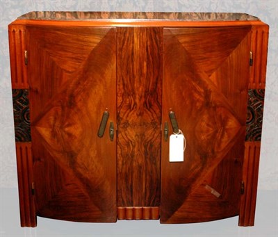 Lot 2534 - Art Deco Carved Rosewood Bow Front Side...