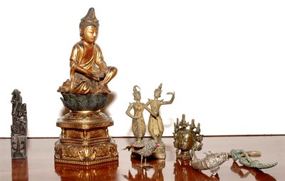 Lot 3541 - Group of Indian Bronzes and a Japanese...