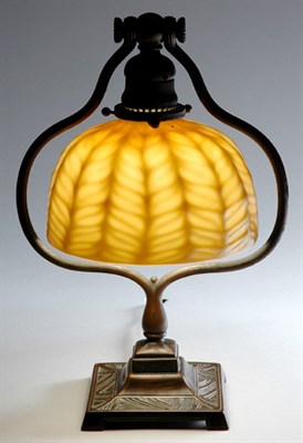 Lot 2711 - Tiffany Favrile Glass and Bronze Harp Lamp The...
