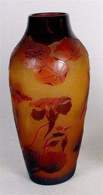 Lot 2666 - D'Argental Acid Etched Cameo Glass Vase Of...