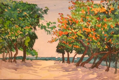 Lot 1277 - Jane Peterson 1876-1965 BLOSSOMING TREES BY...