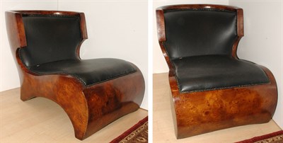 Lot 3389 - Pair of Leather and Wood Chairs Modern
