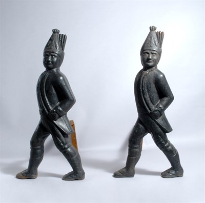 Lot 2258 - Pair of Cast Iron Hessian Soldier Andirons...