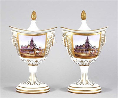 Lot 3535 - Pair of Continental Porcelain Chestnut Urns