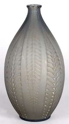 Lot 2650 - Lalique Molded Glass Acacia Vase Of elongated...