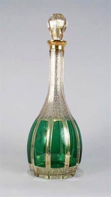 Lot 4132 - Bohemian Clear and Green Glass Magnum Decanter...
