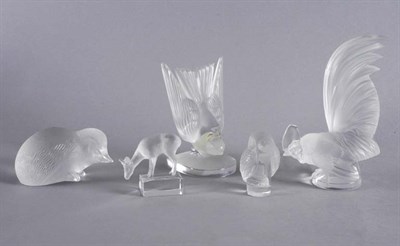 Lot 2652 - Miscellaneous Group of Five Lalique Glass...