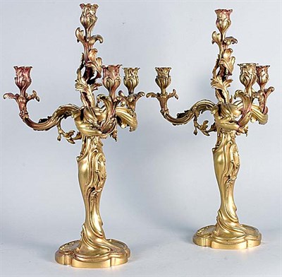 Lot 2609 - Pair of Louis XV Style Gilt-Bronze Four-Light...