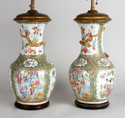 Lot 2455 - Pair of Chinese Rose Medallion Porcelain Vases...
