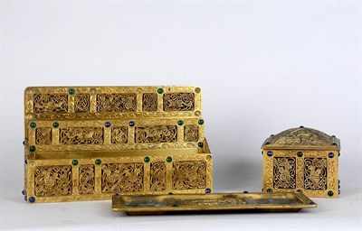 Lot 3338 - Tiffany Studios Gilt-Bronze Three-Piece Desk Set