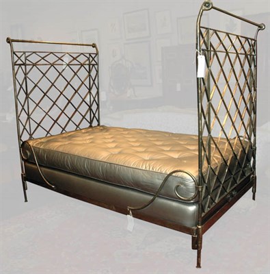 Lot 132 - Directoire Style Steel Campaign Bed Height 63...