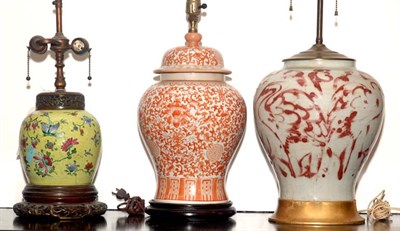 Lot 3222 - Three Chinese Pottery or Porcelain Vases Each...