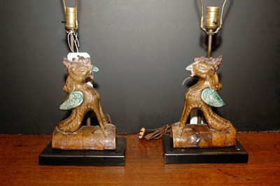 Lot 3475 - Pair of Chinese Pottery Bird-Form Tileworks...