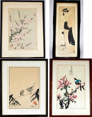 Lot 3494 - Three Framed Japanese Woodblock Prints and Two...