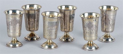 Lot 2224 - Set of Six Russian Silver Footed Cordial...