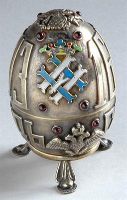 Lot 2229 - Russian Garnet Mounted and Enameled Silver Egg...