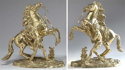 Lot 2418 - Pair of Gilt-Metal Equestrian Figures After a...