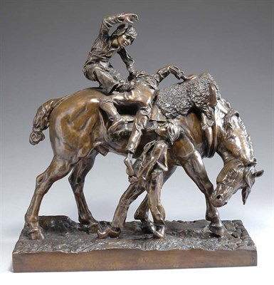 Lot 2496 - Bronze Equestrian Group After a model by Le...