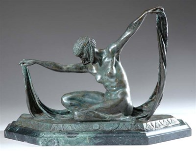 Lot 2487 - Art Deco Green Patinated-Bronze Figure After a...