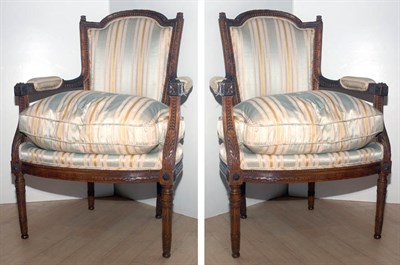 Lot 426 - Pair of Louis XVI Style Fruitwood Fauteuils
