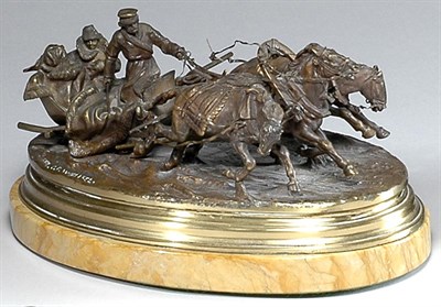 Lot 2428 - Russian Gilt-Bronze Equestrian Troika Group...