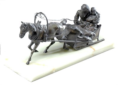 Lot 2431 - Russian Patinated-Bronze Equestrian Group...