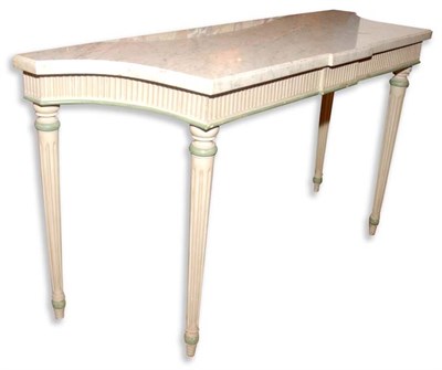 Lot 3410 - Louis XVI Style Marble Top Painted Console...