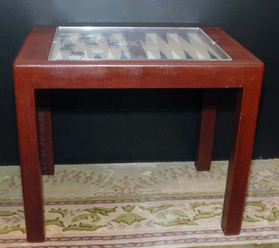 Lot 167 - Simulated Reptile Covered Backgammon Table...