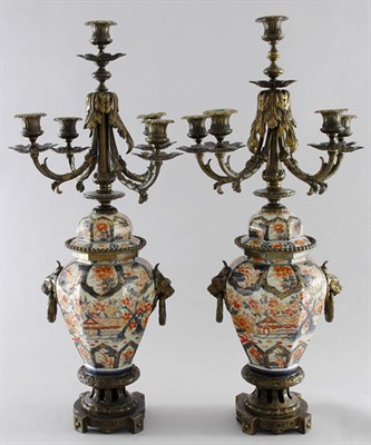 Lot 446 - Pair of Bronze Mounted Imari Porcelain...