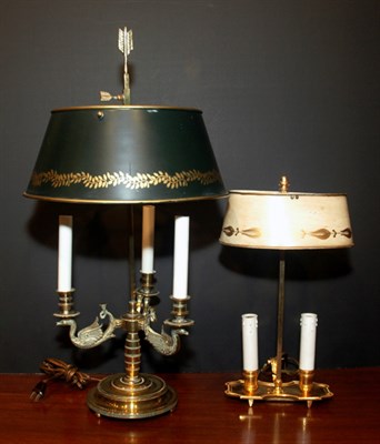 Lot 296 - Two Brass Bouillotte Lamps Height of larger 25...