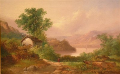 Lot 17 - R.B. David 19th Century A COTTAGE BY A LAKE...