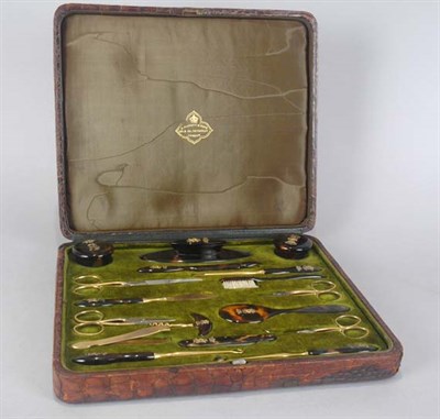 Lot 4140 - Faux Tortoise Toilet Set Retailed by A Barrett...