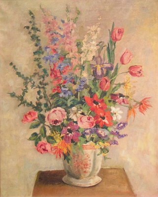 Lot 33 - Polly Jenings FLORAL STILL LIFE Signed Polly...