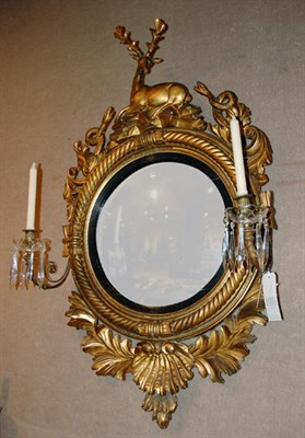 Lot 2249 - Regency Gilt-Wood Girandole Convex Mirror...