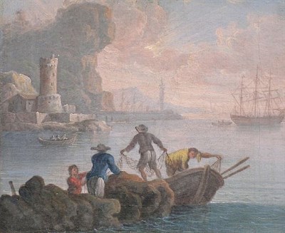Lot 21 - School of Vernet FISHERMEN WITH NETS Oil on...