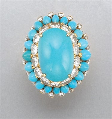 Lot 1463 - Turquoise and Diamond Ring