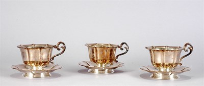Lot 3442 - Six French Silver Cups and Saucers Total...