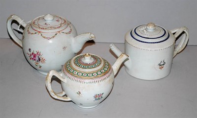 Lot 340A - Three Chinese Export Porcelain Teapots Late...